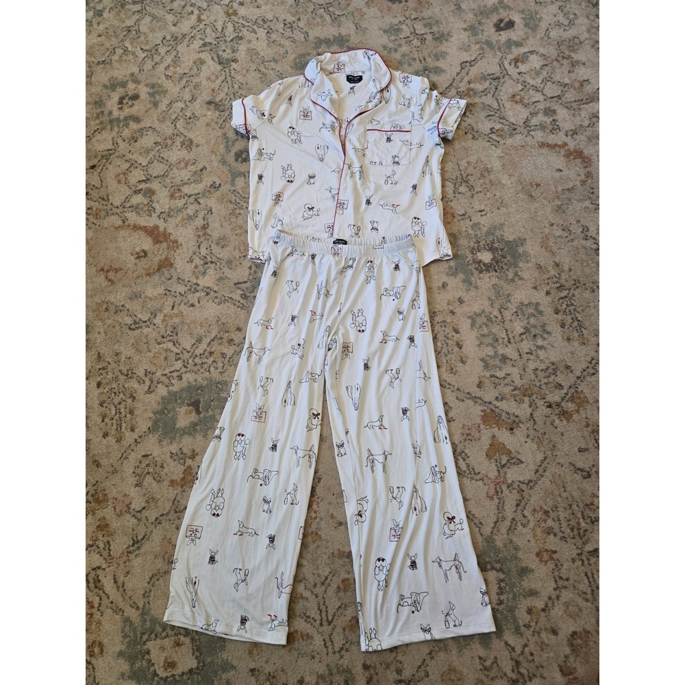 Kate Spade NY DARLING DOGS PARTY 2 PC Short Sleeve Pajama Set Size S
